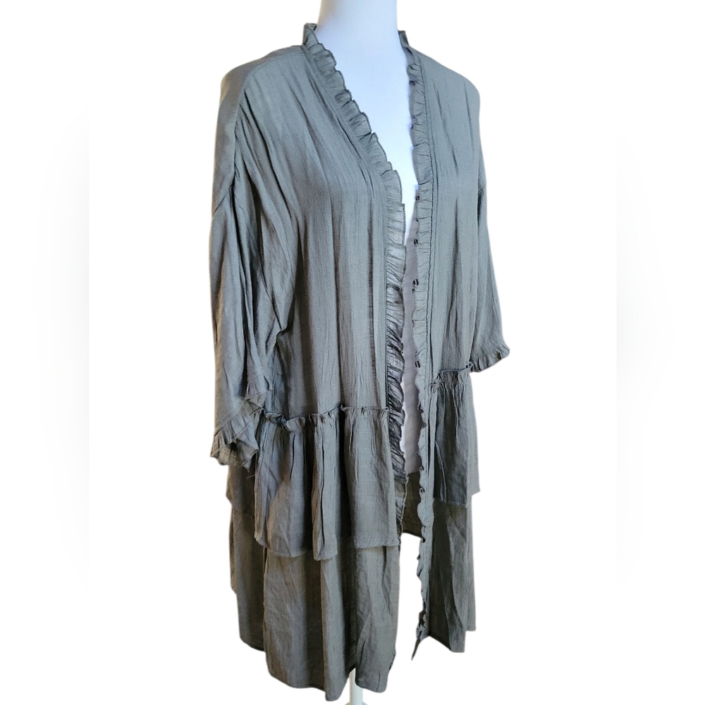 EASEL Ruffled Open Cardigan Kimono - Picture 4 of 10